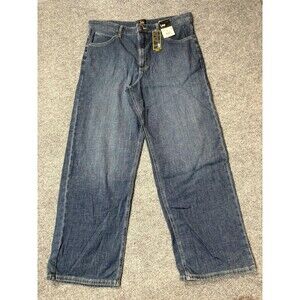 Lee Heritage Straight Jeans Womens 16 36x31 Blue Medium Wash Mid Rise Stretch